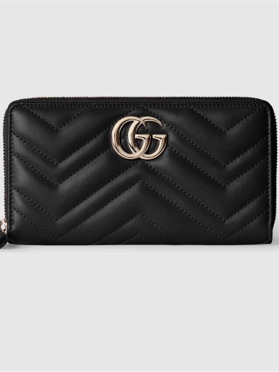 Gucci Handbags - Gucci GG Marmont Black Quilted Leather Zip Wallet